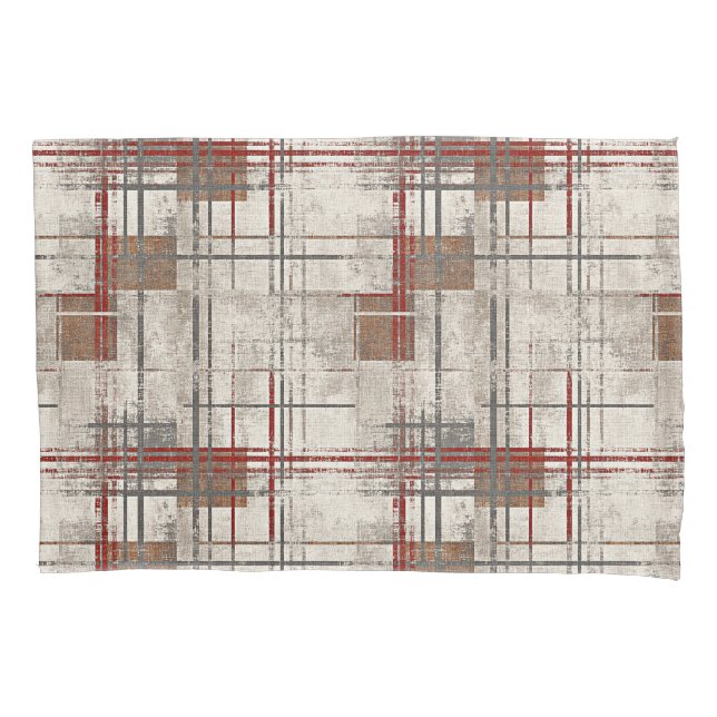 Housse D'oreillers Modern rustic red plaid (devant)