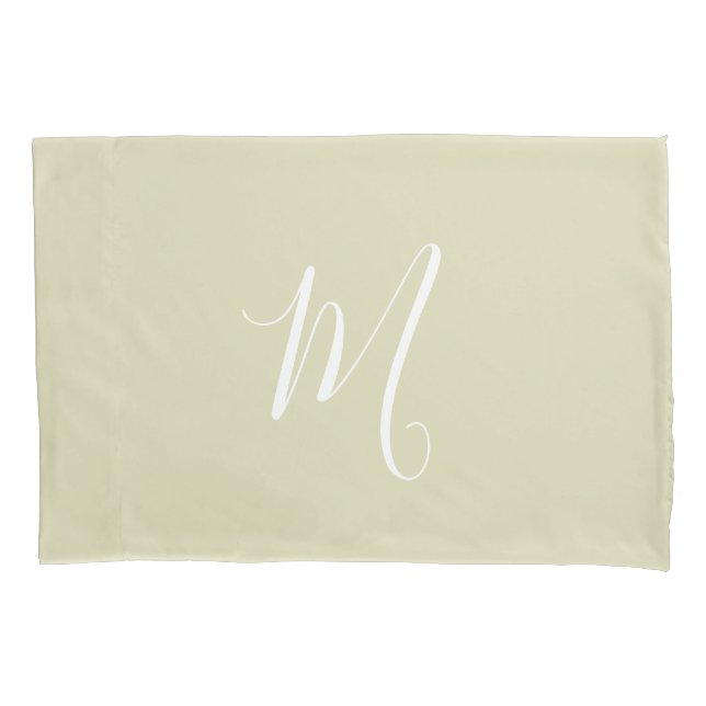 Housse D'oreillers Moderne Monogramme Solid Green (devant-gauche)