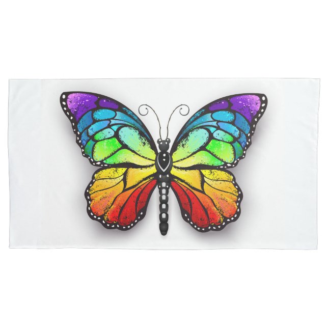 Housse D'oreillers Monarque papillon arc-en-ciel (devant)
