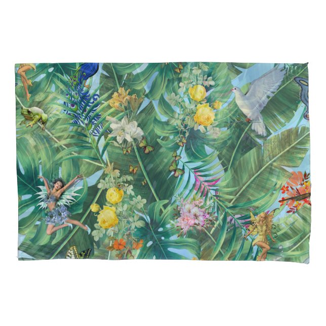 Housse D'oreillers Monde Whimsical Tropical des Fées, & Papillons (devant)