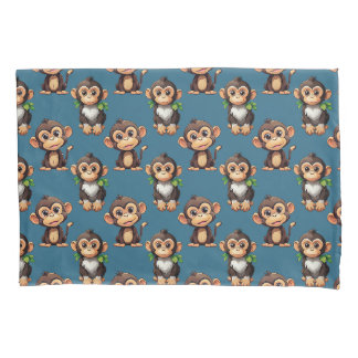 Housse D'oreillers Monkey Pattern Design Blue 