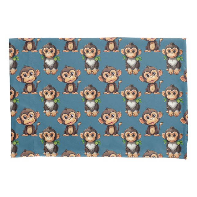 Housse D'oreillers Monkey Pattern Design Blue  (devant)