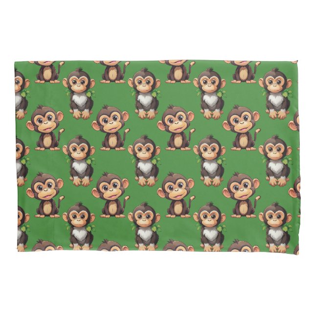 Housse D'oreillers Monkey Pattern Design Green  (devant)