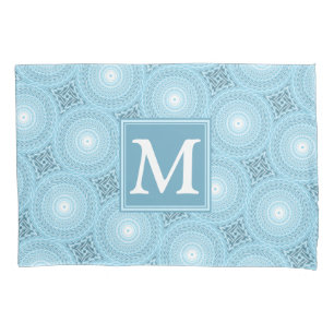 Housse D'oreillers Monogramme ange bleu cercles motif