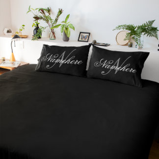 Housse D'oreillers Monogramme de nom noir et blanc personnalisé uniqu