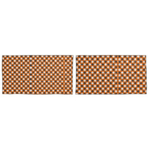 Housse D'oreillers Monogramme Elegant Orange White Plaid En vichy