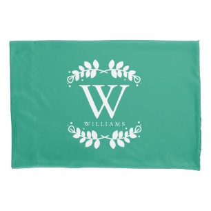 Housse D'oreillers Monogramme Emerald Green