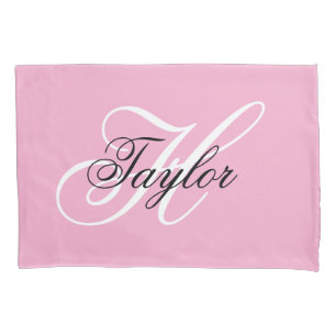 Housse D'oreillers Monogramme fantaisie noir et blanc Rose