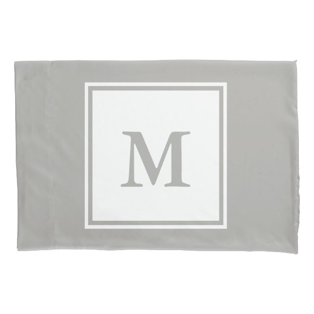 Housse D'oreillers Monogramme gris et blanc simple (devant)