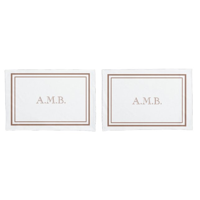 Housse D'oreillers Monogramme Mocha de luxe personnalisé standard (devant-Set)