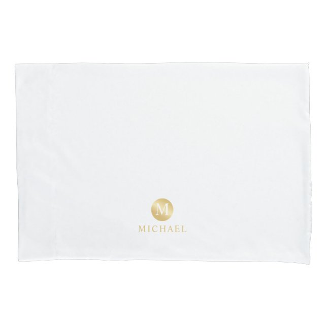 Housse D'oreillers Monogramme personnalisé de luxe blanc et or (devant)