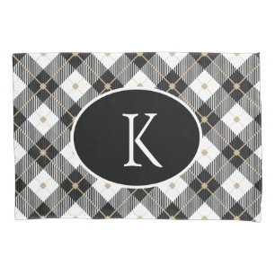 Housse D'oreillers Monogrammed Black White Gold