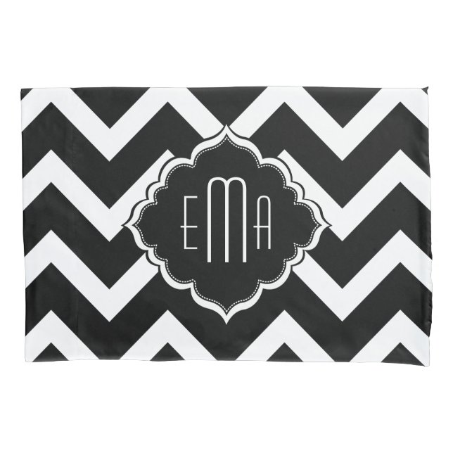 Housse D'oreillers Monogrammed Zigzag Chevron Motif (devant)