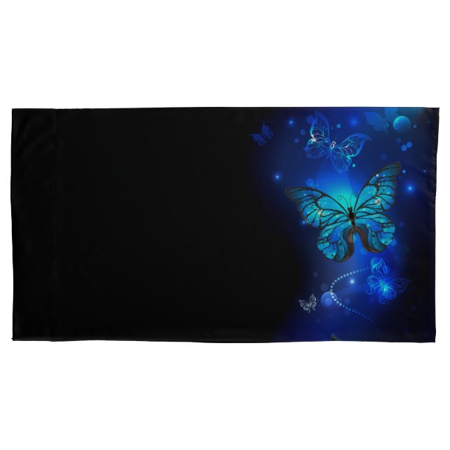 Housse D'oreillers Morpho Butterfly in the Dark Background (devant)