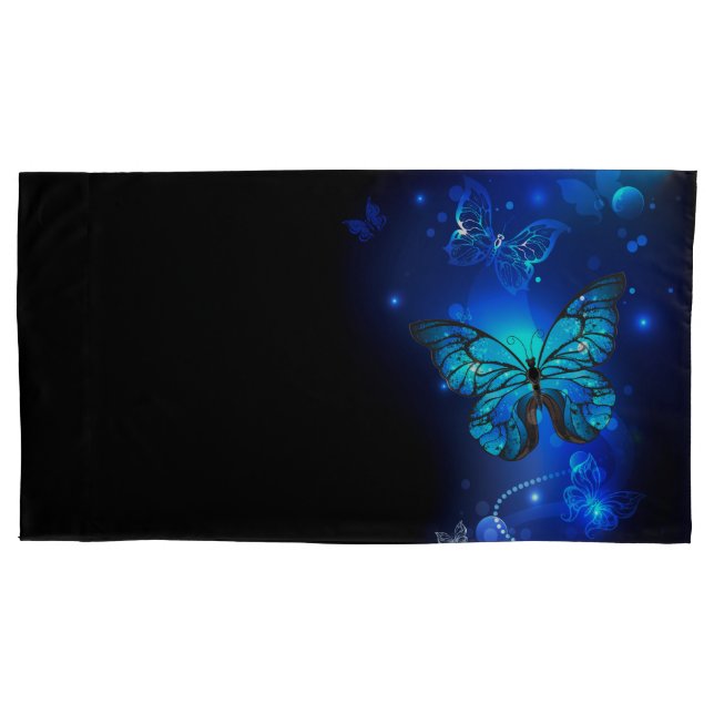 Housse D'oreillers Morpho Butterfly in the Dark Background (devant-gauche)