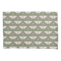 Moths roses motif sur sauge vert