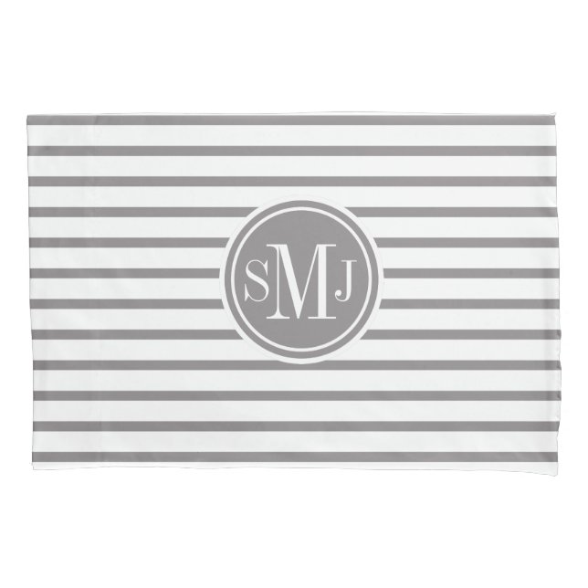 Housse D'oreillers Motif à bandes minces Monogramme (devant)