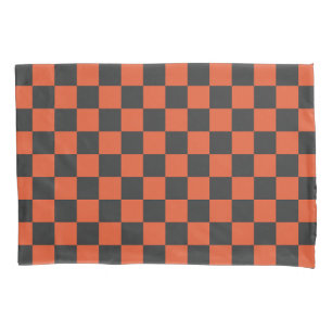 Housse D'oreillers Motif à carreaux d'ambre et de cendre