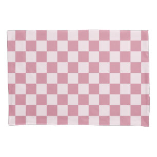 Housse D'oreillers Motif à carreaux rose poussiéreux