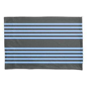 Housse D'oreillers Motif à cinq bandes bleu et charbon