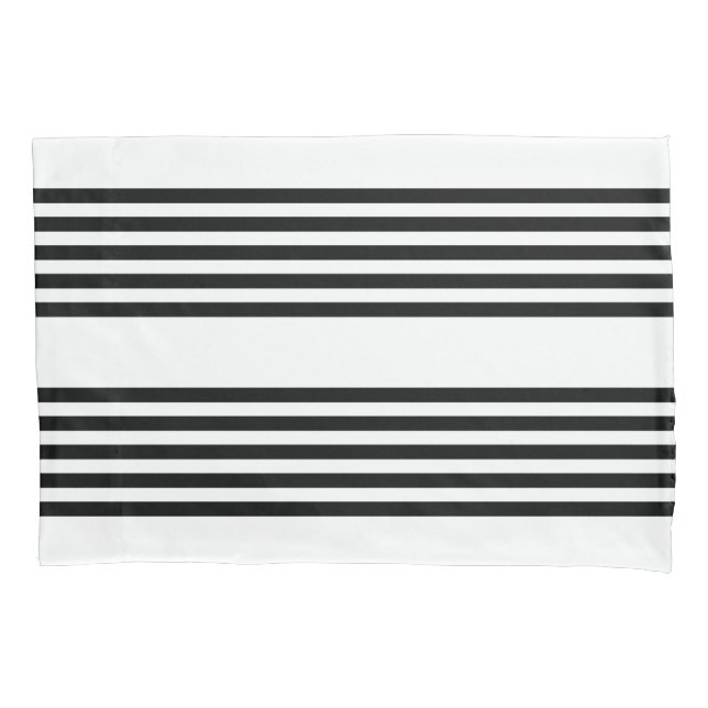 Housse D'oreillers Motif à cinq bandes noir et blanc (devant)