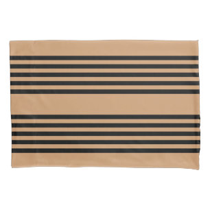 Housse D'oreillers Motif à cinq bandes noir et brun