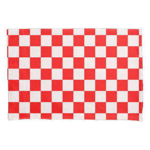 Housse D'oreillers Motif À damiers rouge et blanc