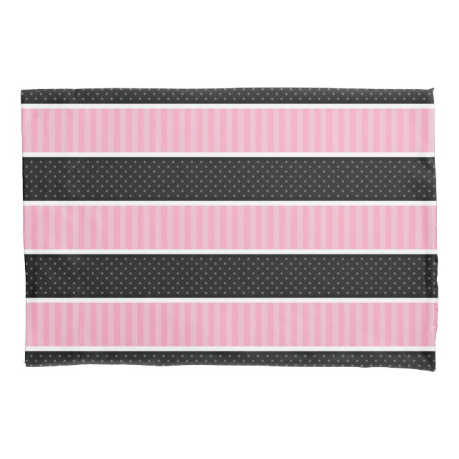Housse D'oreillers Motif à pointes rose et noire (devant)