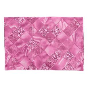 Housse D'oreillers Motif à tissage Carré rose chaud