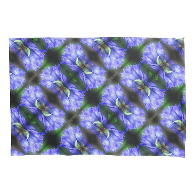Housse D'oreillers Motif Abstrait de la Fleur Gentienne Bleue (devant)