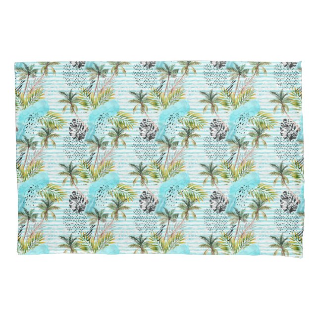 Housse D'oreillers Motif abstrait de palmier d'aquarelle (devant-gauche)