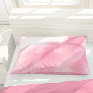 Housse D'oreillers Motif Abstrait en marbre rose vif