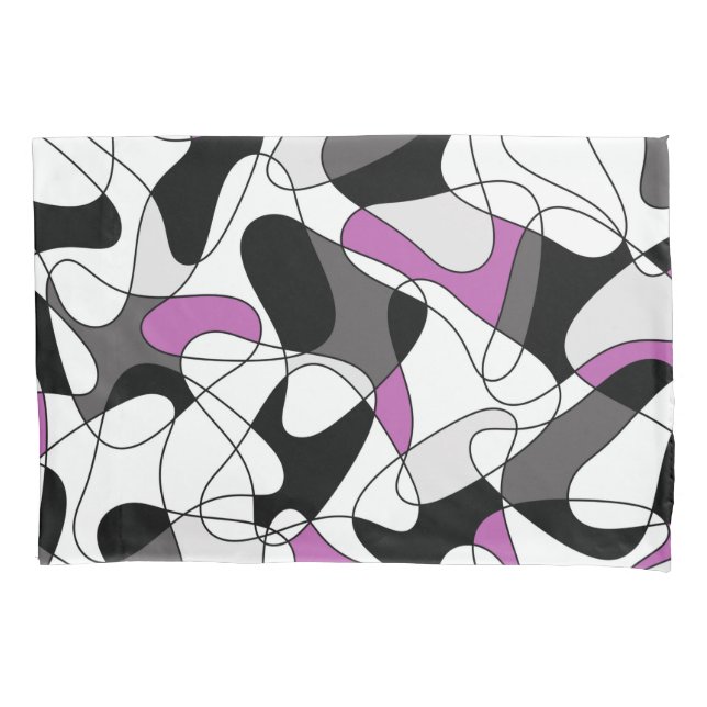 Housse D'oreillers motif Abstrait - gris et violet. (devant)
