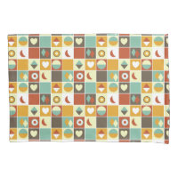Motif Abstrait rétro géométrique Brown jaune bleu