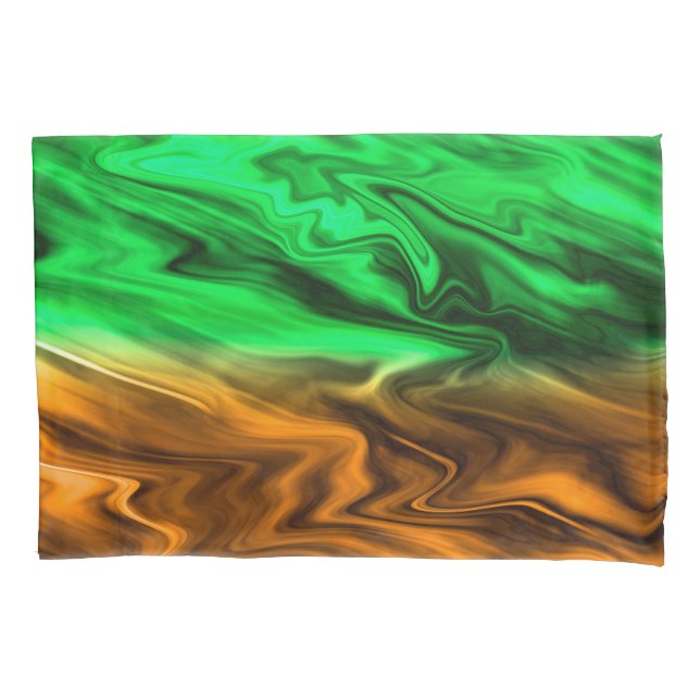 Housse D'oreillers motif Abstrait tacheté en vert orange (devant)