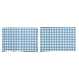 Housse D'oreillers Motif Aqua Blue et White En vichy