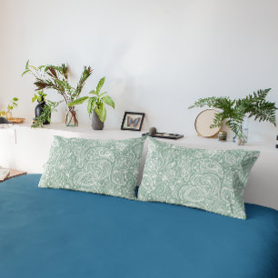 Housse D'oreillers Motif blanc et gris-vert