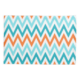 Housse D'oreillers Motif bleu de zigzag d'Aqua orange moderne de