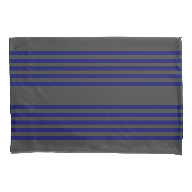 Housse D'oreillers Motif bleu marine et charbon cinq bandes (devant)