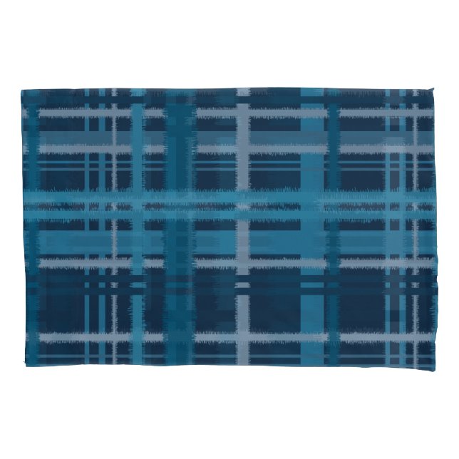 Housse D'oreillers Motif bleu Tartan (devant-gauche)