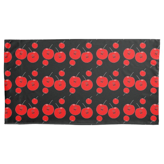 Housse D'oreillers Motif cerise rouge et noire (devant)
