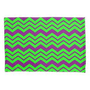 Housse D'oreillers Motif chevron zigzag vert violet