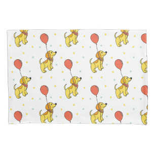 Housse D'oreillers Motif Chiens Joyeux avec Ballons