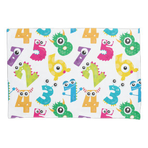 Housse D'oreillers Motif Chiffres Monster Jaune Pois Blancs