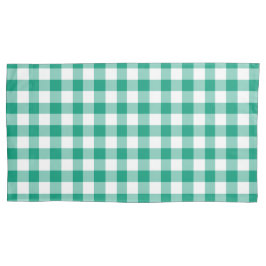 Housse D'oreillers Motif Classique En vichy Vert Et Blanc