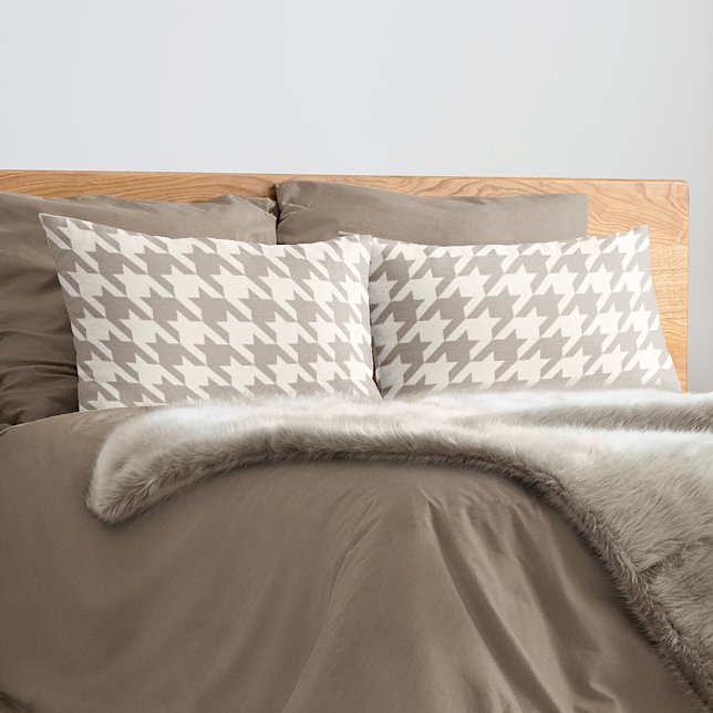 Housse D'oreillers Motif classique neutre ivoire Taupe Houndstooth (Créateur téléchargé)