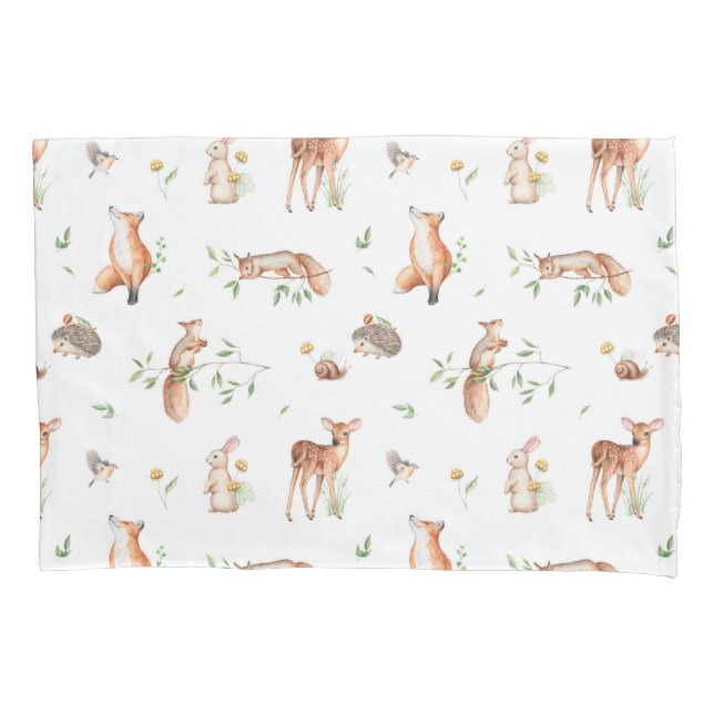 Housse D'oreillers Motif d'amis animaux de bois mignon (devant)