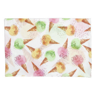Housse D'oreillers Motif d'aquarelle de crème glacée estivale.