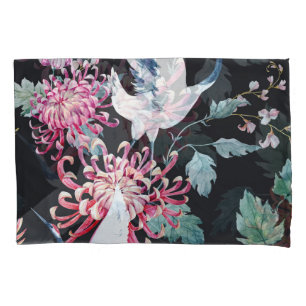 Housse D'oreillers Motif d'aquarelle de la grue rouge Chrysanthemum