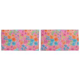 Housse D'oreillers Motif d'aquarelle florale en rose